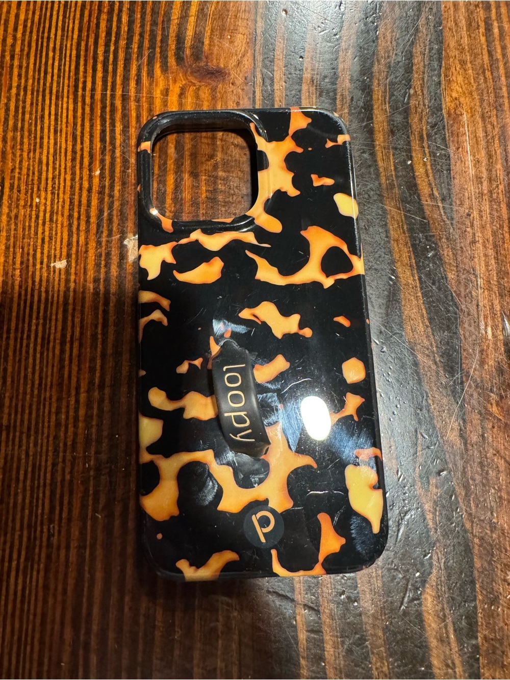 Loopy Case Black & Orange Tortoiseshell Phone Case with Loop